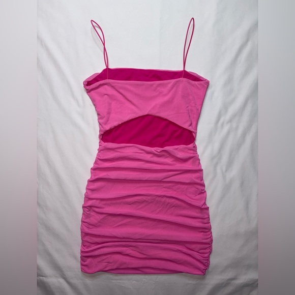 That’s So Fetch Size 10 Hot Pink Landon Ruched Bodycon Party Club Mini Dress - Picture 4 of 6
